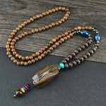 Buddha Stones Tibetan Wenge Wood Bodhi Seed Agate Balance Peace Necklace Pendant (Extra 40% Off | USE CODE: FS40)