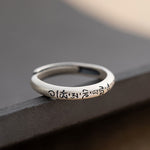 Buddha Stones 990 Sterling Silver Six True Words Om Mani Padme Hum Love Peace Ring (Extra 35% Off | USE CODE: FS35)