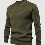 Men's waffle texture solid color casual sweatshirt