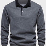 Men's Casual Lapel Long Sleeve Polo Sweatshirt