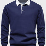 Men's Casual Lapel Long Sleeve Polo Sweatshirt