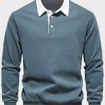 Men's Casual Lapel Long Sleeve Polo Sweatshirt