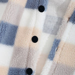 Men's Classic Plaid  Fluffy Faux Fur Single Pocket Button Lapel Jacket