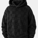 3 Pieces Relax Fit Checkerboard Teddy Hoodie