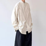 Stand Collar Solid Color Loose Casual Shirt