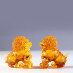 Buddha Stones Handmade Liuli Crystal Lion Art Piece Strength Home Office Decoration