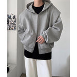 Loose Shoulder Pad Hooded Jacket Cardigan