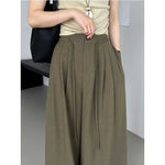 Pleated Drawstring Casual Wide-leg Pants