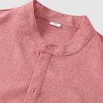 Men's Solid Color Half Button Stand Collar Short Sleeve Shirt