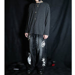 Loose-fitting Striped T-shirt with Dropped Shoulders