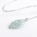Buddha Stones Natural Jade Nine Tailed Fox Prosperity Titanium Steel Chain Necklace Pendant