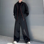 Stand-up Collar Sports Jacket and Casual Loose Pants Two-piece Set