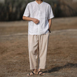 Summer Linen Loose Cropped Pants