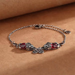 Buddha Stones Garnet Double PiXiu Copper Coin Protection Chain Bracelet (Extra 40% Off | USE CODE: FS40)