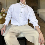 French Diamond Sequin Ruffle Patchwork Shirt