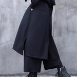 Faux Two-piece Wide-leg Asymmetrical Skirt Pants