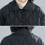 Loose Mid-length Diamond-patterned Coat