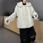 Christmas Red Hooded Lambswool Eco-friendly Faux Fur Coat