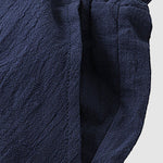 Men's solid color cotton-linen casual vacation short-sleeved shirt and shorts set