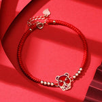Buddha Stones 925 Sterling Silver Chinese Zodiac Luck Faith Discolor Red String Bracelet