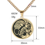 Buddha Stones Tiger Dragon Titanium Steel Chain Necklace Harmony Pendant