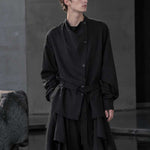 Irregular Slanted Placket Shirt and Trousers Two-piece set