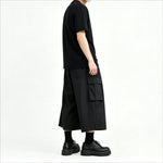 High-Waisted Pockets Wide-Leg Skirt-Pants
