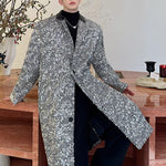 Sequined Suit Collar Loose Mid-length Coat