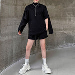 Multi-sleeve Sweatshirt and Shorts Two-piece Set
