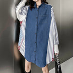 Vintage Patchwork Denim Long-sleeved Shirt