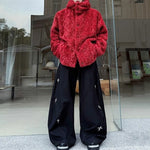 Christmas Red Hooded Lambswool Eco-friendly Faux Fur Coat