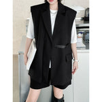 Women's Large Pocket Dropped Shoulder Sleeveless Blazer Vest