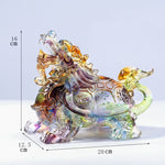 Buddha Stones Feng Shui Dragon Turtle Handmade Liuli Crystal Art Piece Home Office Decoration