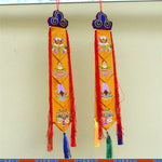 Buddha Stones Lotus Flower Eight Auspicious Symbols Meditation Enlightenment Colorful Tassels Wall Art