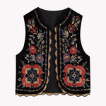Zeagoo Women's Buttonless Retro Ethnic Style Embroidered Vest Sleeveless Cardigan Crop Top