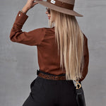 Zeagoo Solid Color Long Sleeve Blouse Pleated Elegant Cardigan Shirt for Women Casual Work Office Loose Fit 2026 | Under