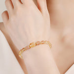 Buddha Stones Aquamarine Strawberry Quartz Amethyst Moonstone PiXiu Healing Bracelet