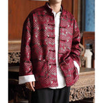 Stand-up Collar Brocade Sea Pattern Jacket
