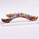 Buddha Stones Handmade Liuli Crystal Ruyi Elephant Art Piece Home Decoration With Crystal Base