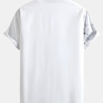 Traditional Oriental Ink Painting Print Stand Collar Shirt