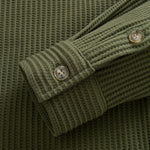 Long Sleeved Waffle Button Up Shirt & Drawstring Knitted Waffle Pants
