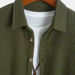Long Sleeved Waffle Button Up Shirt & Drawstring Knitted Waffle Pants