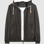 Men's Solid Color Waterproof Dual Pocket Zip Hooded Jacket