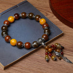 Buddha Stones Natural Tiger Eye Red Agate Dragon Vein Agate Stone Vajra Dorje Power Healing Bracelet Car Decoration