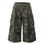 American Camouflage Multi-pocket Loose Cropped Shorts