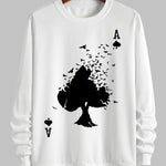 Men's Poker A Print Casual Round Neck Sweatshirt