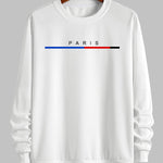 Men's "PARIS" letter print casual crew neck sweatshirt
