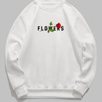 Men's rose letter print pullover crew neck sweatshirt