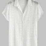 Men's Sexy Lace Hollow Casual Short Sleeve Shirt