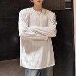 Textured Padded Shoulder Loose T-shirt